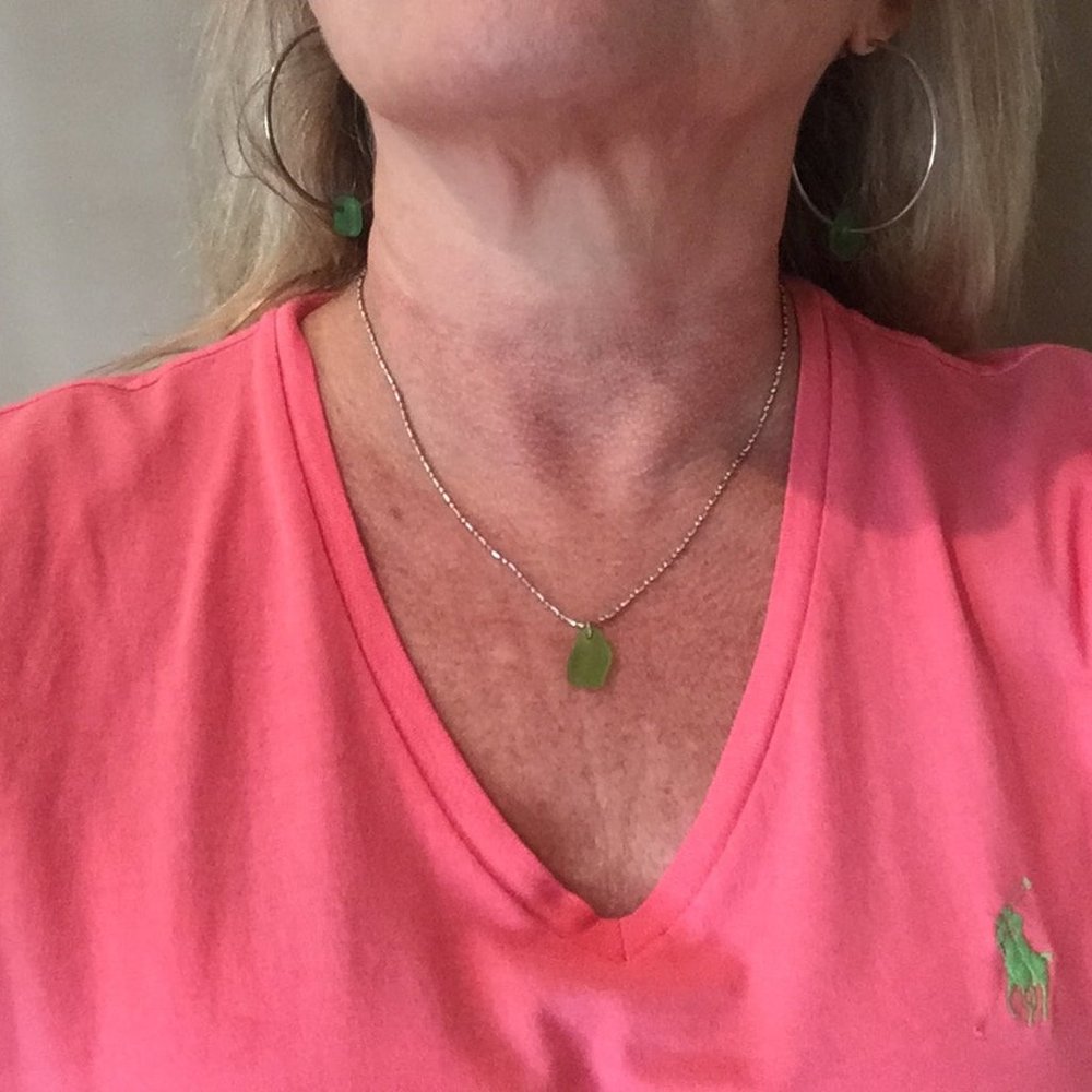 Dainty Sea Glass Pendant, Choice of color!